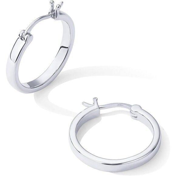 925 Sterling Silver Post Lightweight 20mm Hypoallergic Hoops Earrings for Women - Picture 3 of 6
